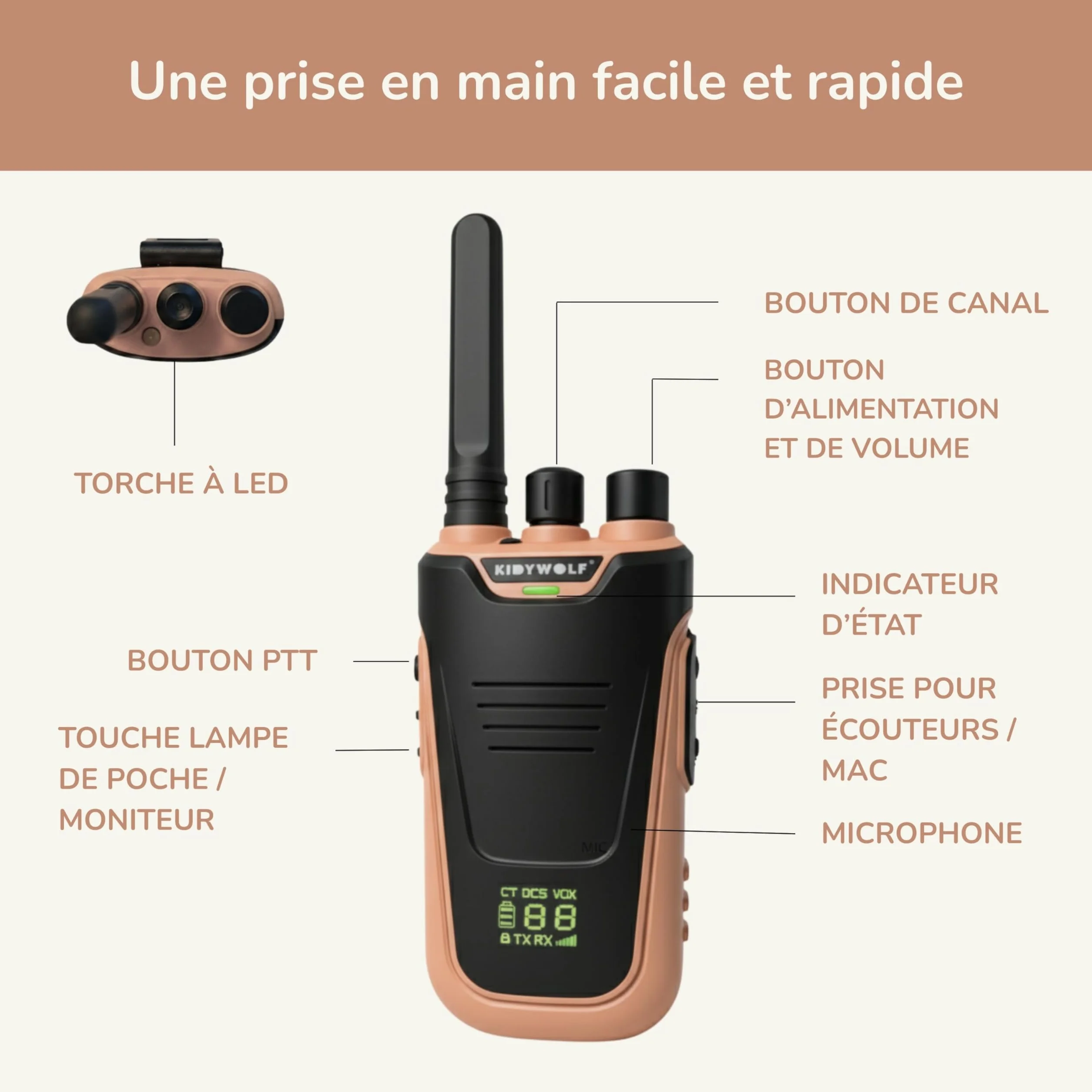 Kidywolf Kidytalk KIDYTALK-NC - Walkie Talkie 2 pezzi