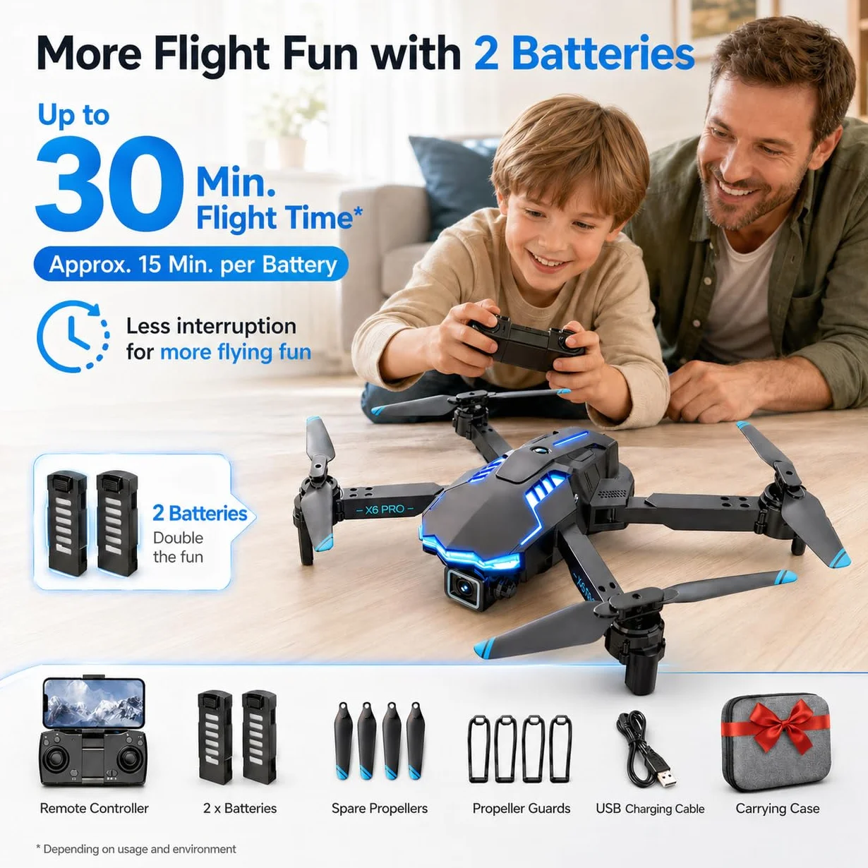 Drone con Telecamera HD 1080P per Bambini Droni con Motore Brushless, Giocattoli Regalo per Ragazzo e Uomo (Grey)