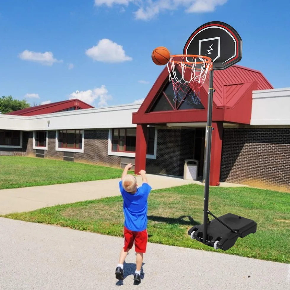 YOLEO Canestro Basket Esterno Bambini, Regolabile 160-210 cm, Canestro da Basket Net System su Ruote