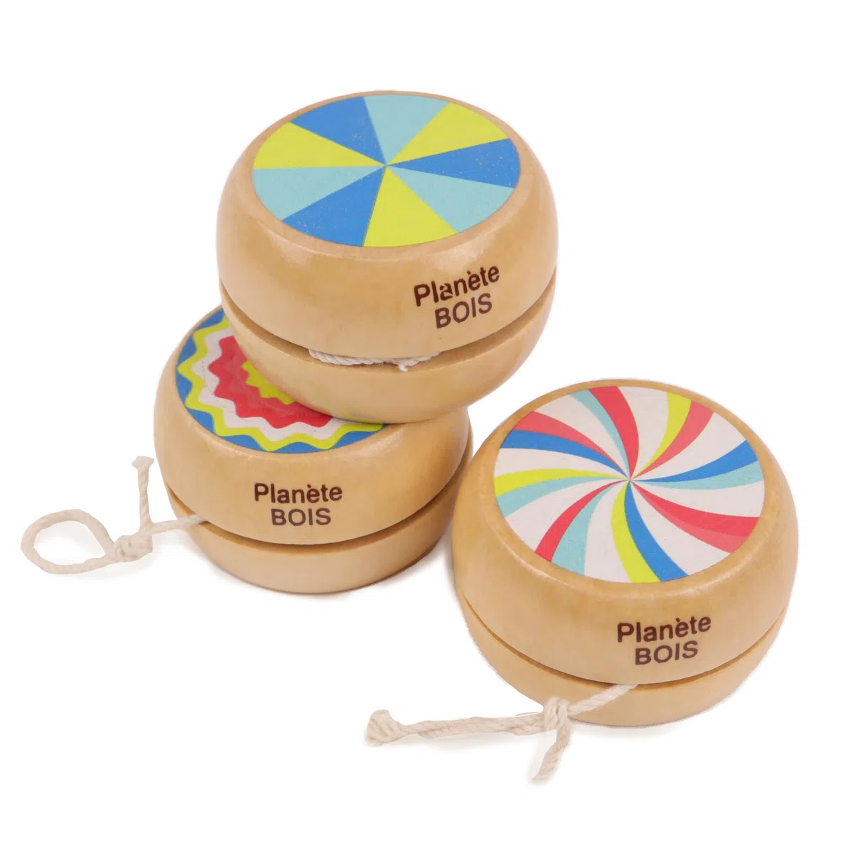 Pacco di 24 Yo-yo - Da Collezionare - 030145YPA - 24 pezzi - Multicolore - Legno - Gioco per Bambini - Ricreazione - Fiera - Vintage - 6 cm x 6 cm - A Partire dai 3 Anni