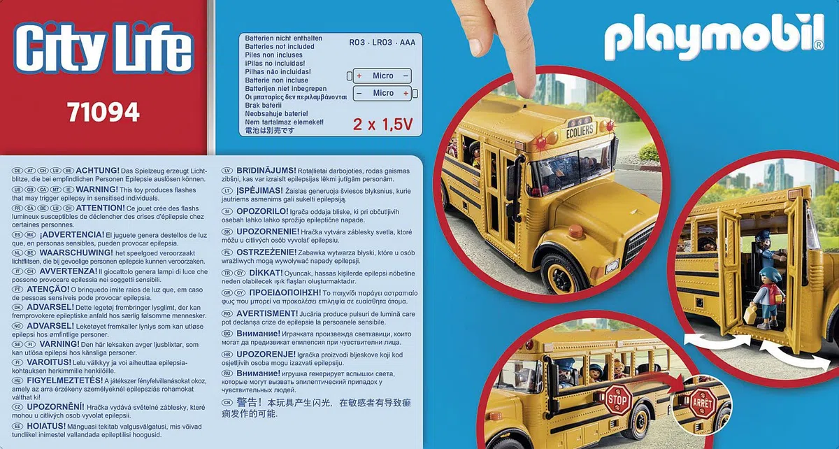 PLAYMOBIL City Life 71094 US School Bus, Autobus Giocattolo con Luce Lampeggiante, Giocattoli per Bambini a Partire dai 4 Anni