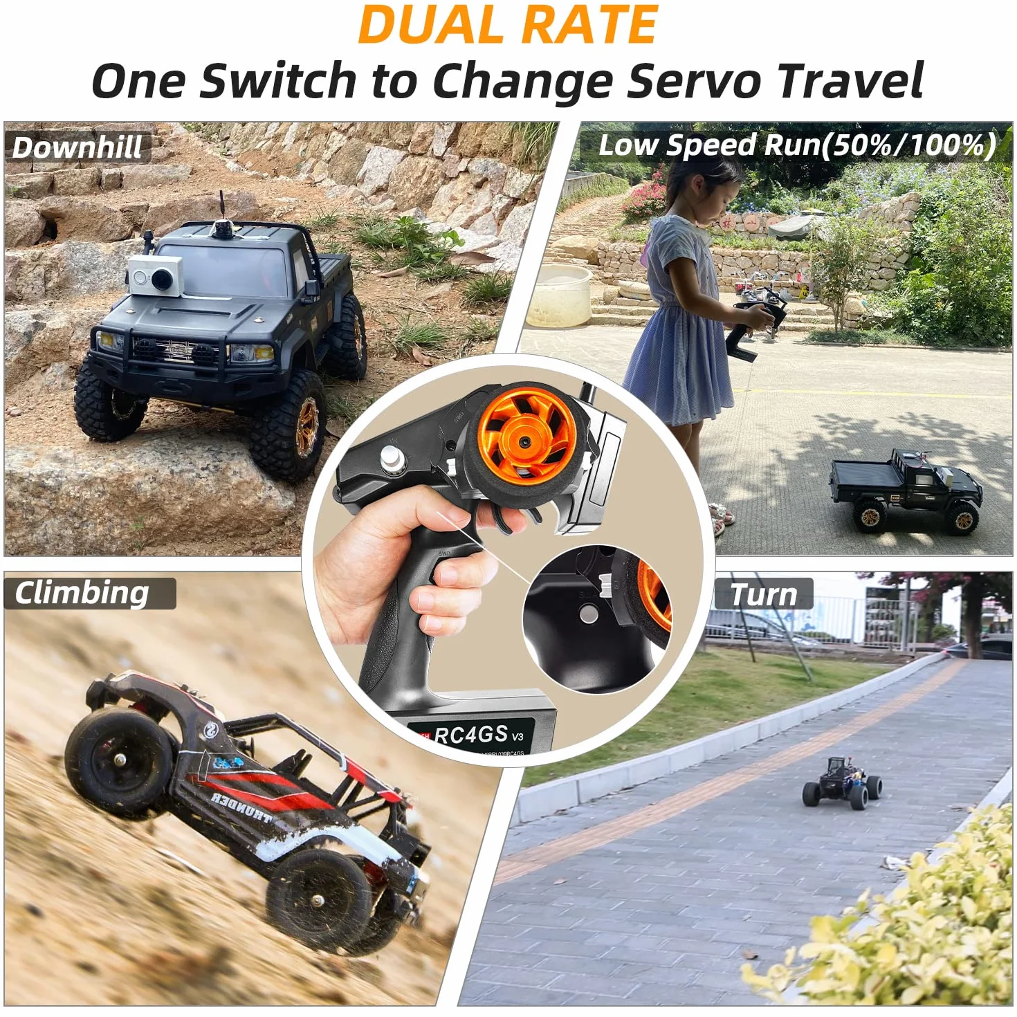 Radiolink RC4GS V3 5 canali Radiocomando RC trasmettitore & R6FG giroscopico ricevitore kit per automobili,barca,carro armato, dirigibile, sottomarino,2.4GHz 400M Controllo,30 modelli