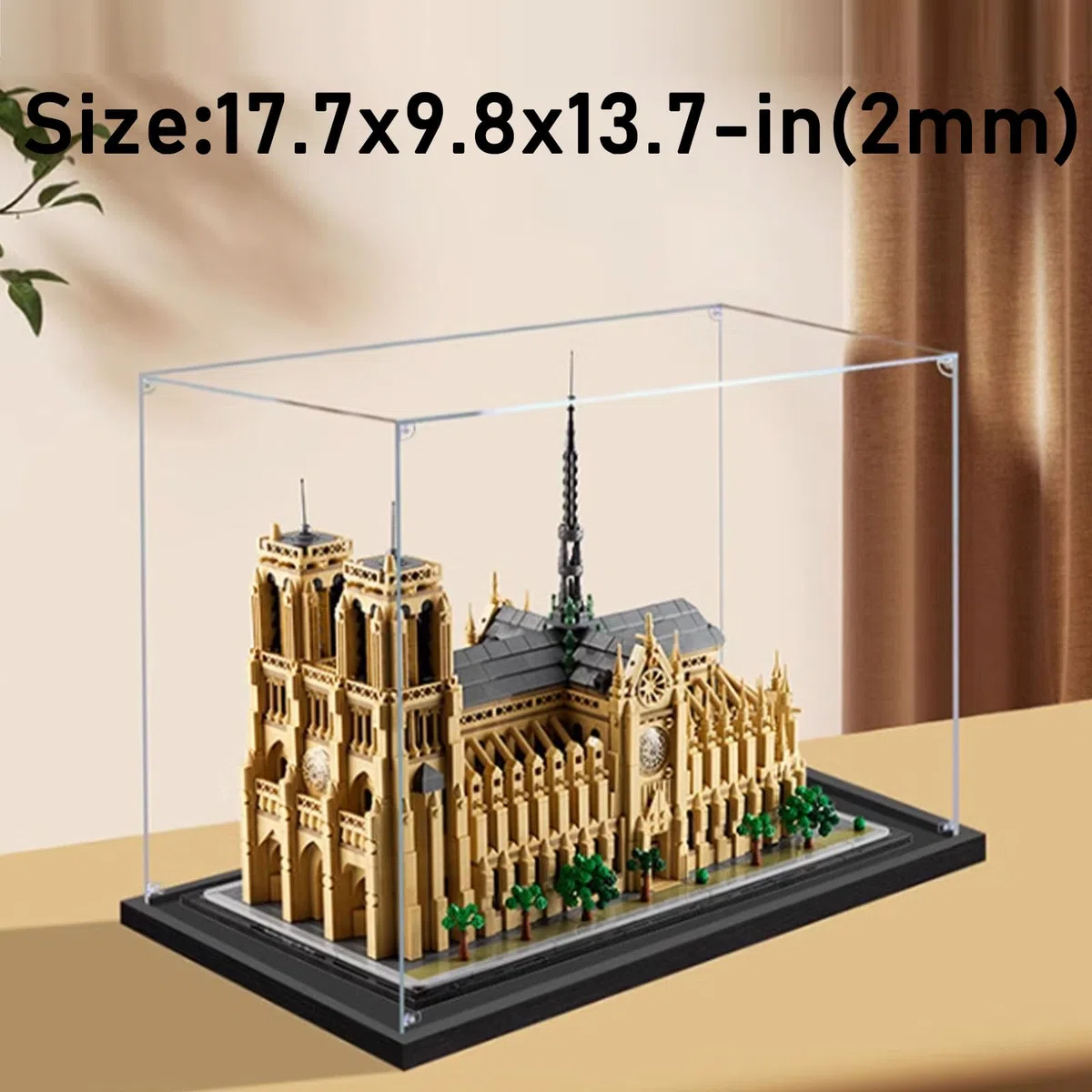 Vetrina in acrilico, progettata per il modello Lego 21061 Notre Dame de Paris, custodia antipolvere, utilizzata per proteggere il modello da collezione - (i set LEGO non sono inclusi) (nero, 2 mm)