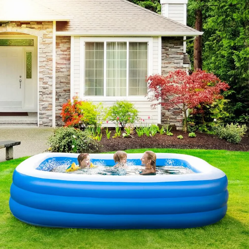 GALAXYER Piscina Gonfiabile, Piscina Gonfiabile Familiare a 3 Anelli per Bambini e Adulti, Piscina da Giardino Esterno Interno, 205 x 125 x 45 cm