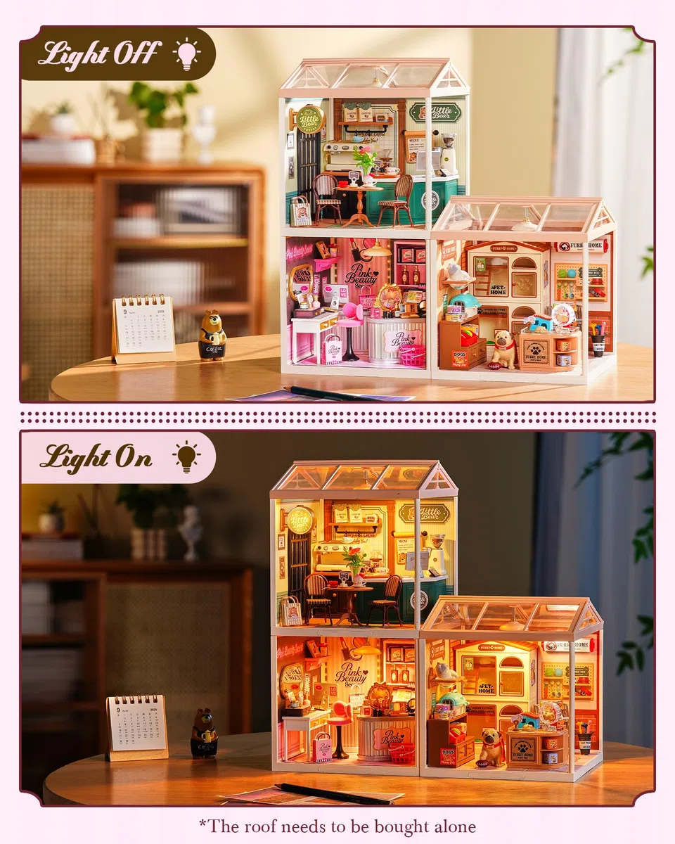 Rolife Super Creator Modellismo Casa in Miniatura da Costruire Kit di Modellini Fai da te Per Adulti Kit di Costruzione Scatola Espositiva Impilabile Senza Colla (Pink Beauty Secret)