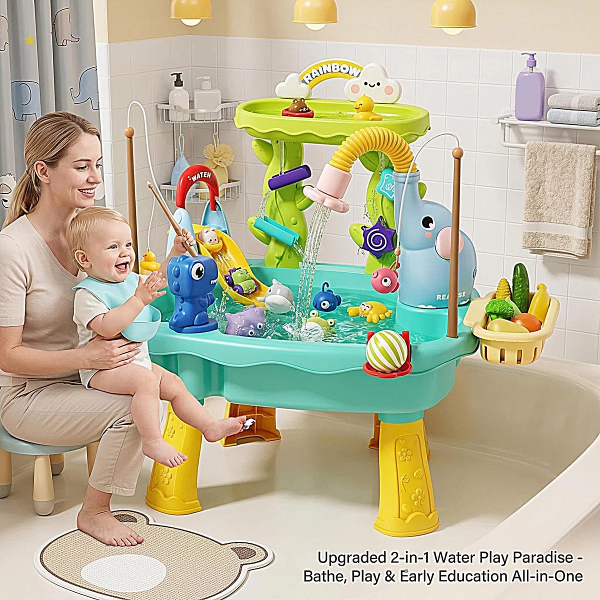 Générique Tavolo ad acqua, gioco da pesca, design elefante, giocattoli estivi, tavolo da sabbia e acqua per giovani, ideale per giardino, spiaggia, , asilo, estate, patio, campeggio, interni