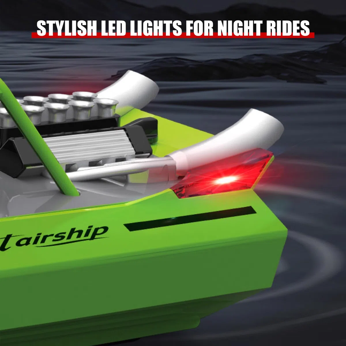 ARRIS Barca RC ad alta velocità con telecomando da 2,4 GHz, 2 batterie ricaricabili e luci a LED per piscina, laghi d'acqua, jet boat RTR per adulti, regali giocattoli (verde)