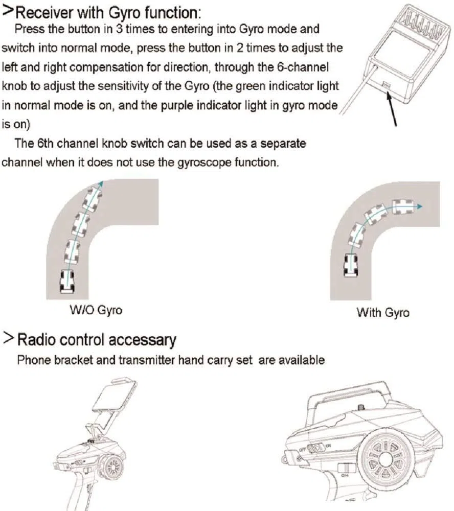 Trasmettitore RC X6 2,4 Ghz 6 canali con X6FG Giroscopio ricevitore Allarme di bassa potenza e protezioni fuori controllo Telecomando per auto/barca/serbatoio Modalità mista Telecomando