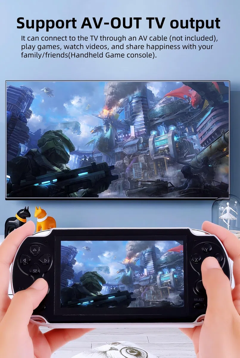 TAQY 4,3 Pollici Doppio Joystick Console per Videogiochi 2000 Giochi Integrati Simulatori Multipli Supporta MP4/TV OUT Gioco Retrò Portatile da Viaggio Giocattoli Elettronici Regali