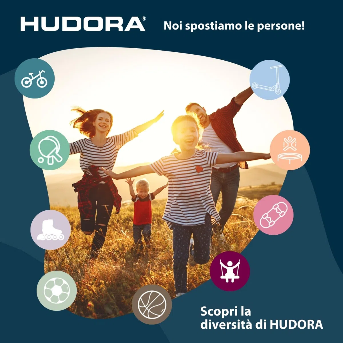 HUDORA Canestro da Basket Playoff 205 - Canestro da Basket con Supporto Regolabile per Bambini e Ragazzi - Canestro Mobile da Esterno per Giardino - Canestro da Basket con Supporto e Ruote