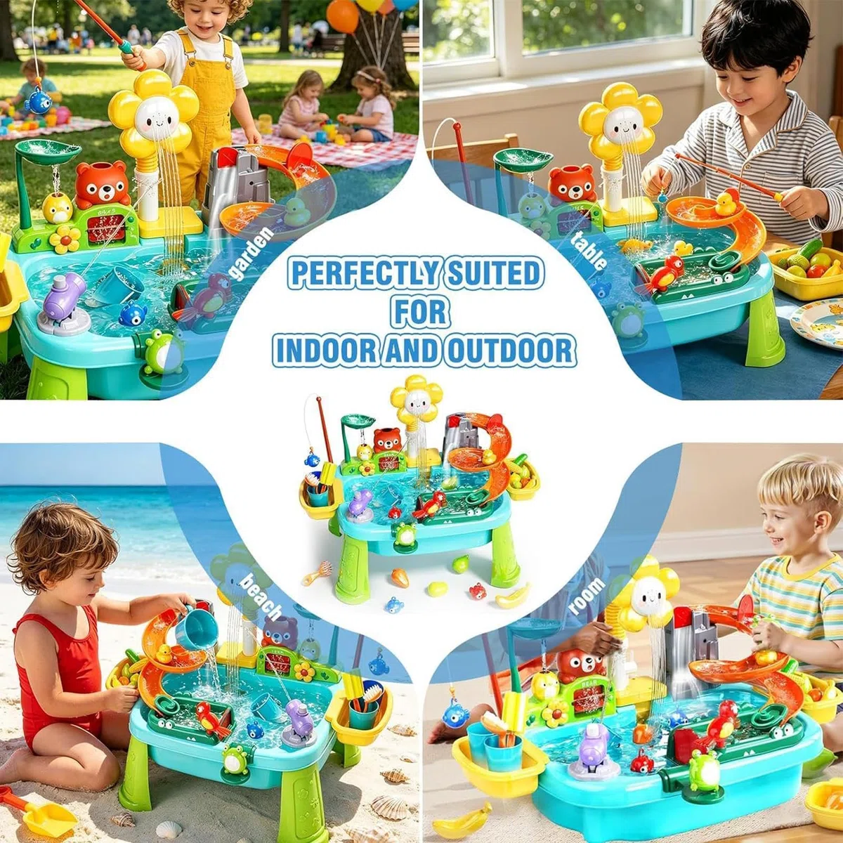 Tavolo Giochi d'Acqua,Rubinetto Girevole Divertenti Giocattoli Sensoriali,Tavolo Acquatico Con Lavello Cucina | per Maschi Femmine Giardino Cortile Terrazza Spiaggia Piscina Asilo Casa