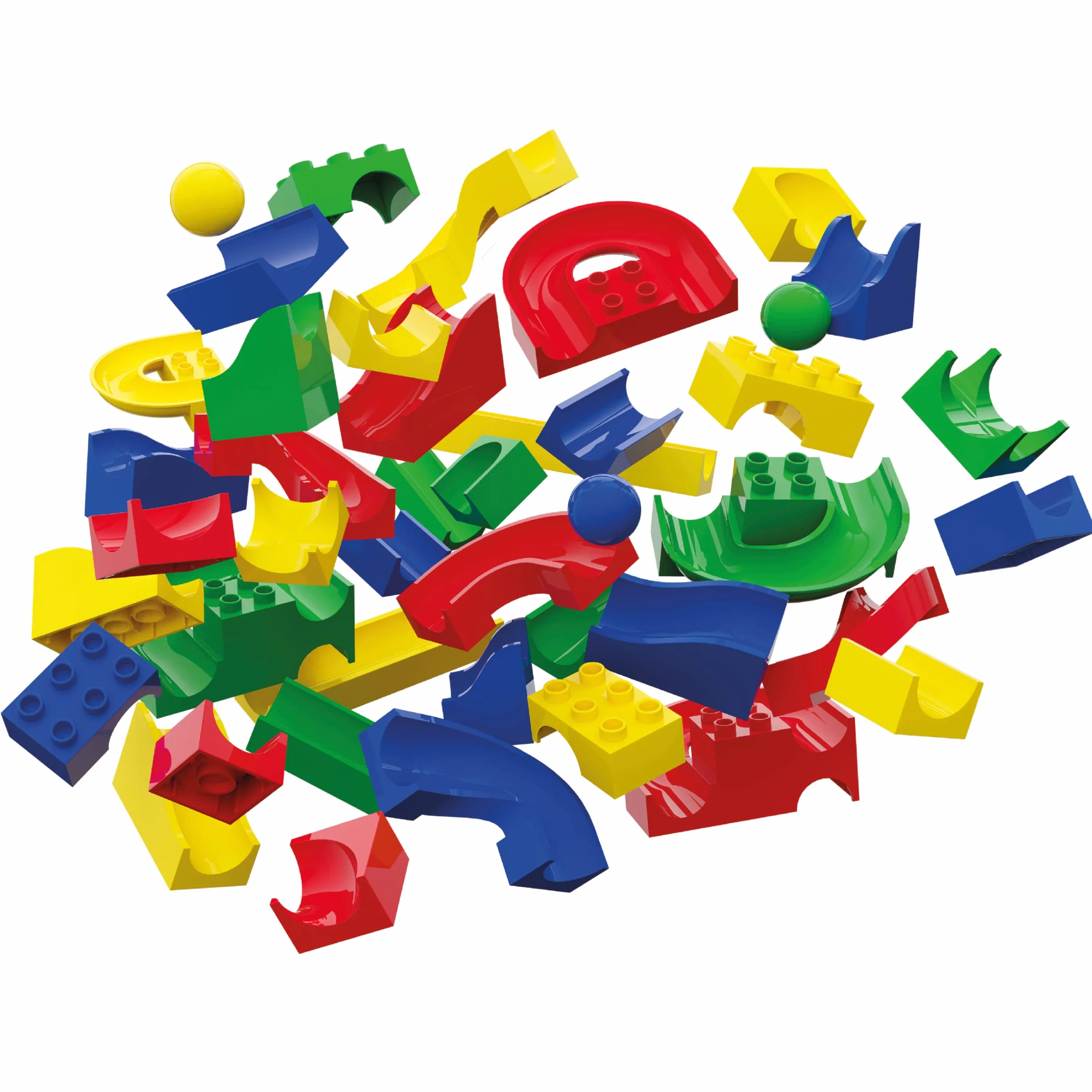 Hubelino 420381, pista per biglie, set di elementi per la pista, a partire dai 4 anni (100% compatibile con Duplo), 128 pezzi (versione tedesca)