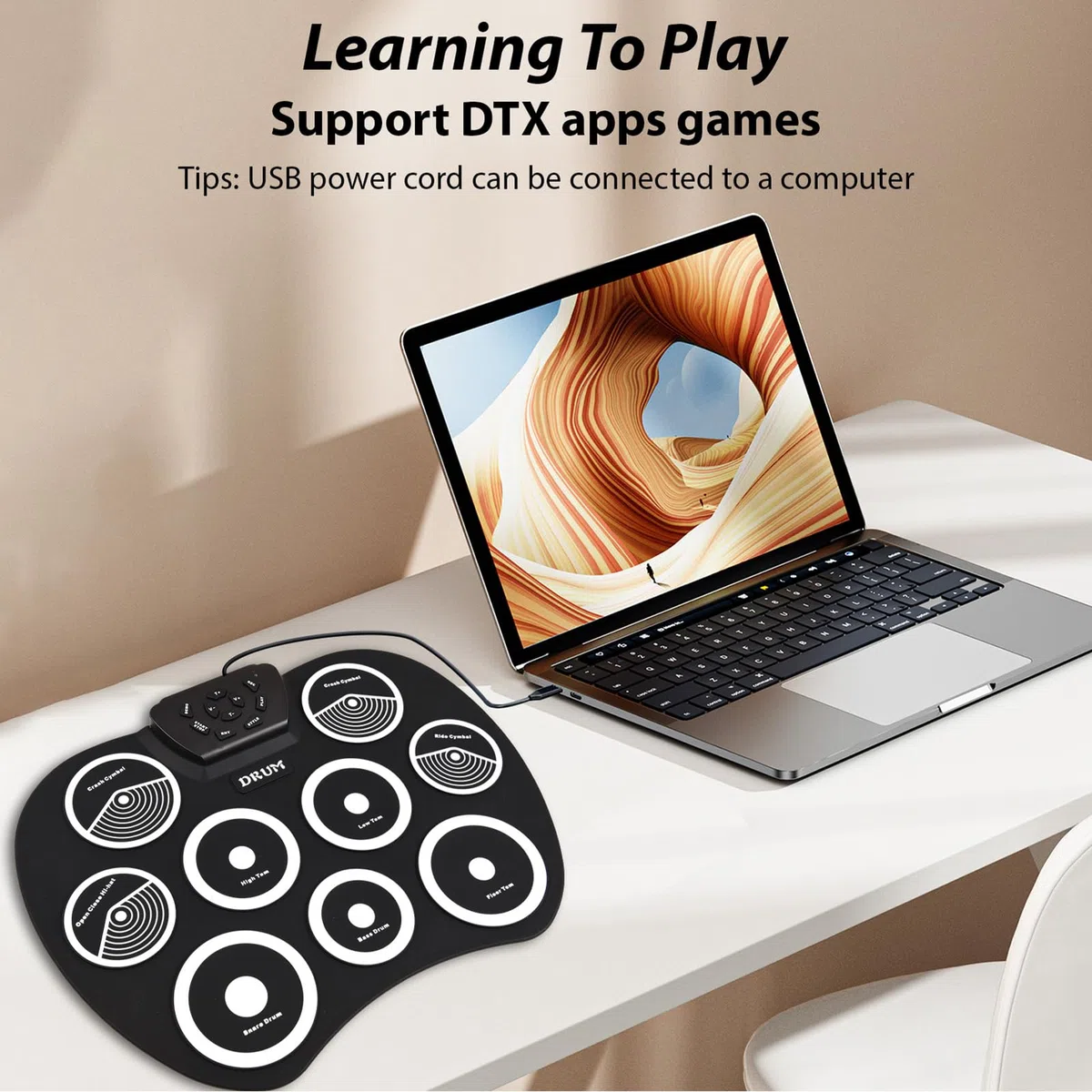 Set di Batteria Elettronica Portatile Kit di Pratica Roll Up da 9 Pad con Uscita MIDI Design Ultraleggero per la Registrazione e il Gioco in Studio Domestico
