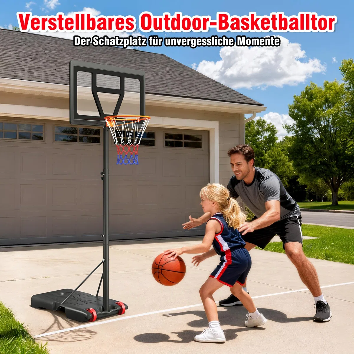 Dripex Canestro da basket per bambini con supporto a partire dai 3 anni, regolabile in altezza, adatto per cortili, vialetti e interni