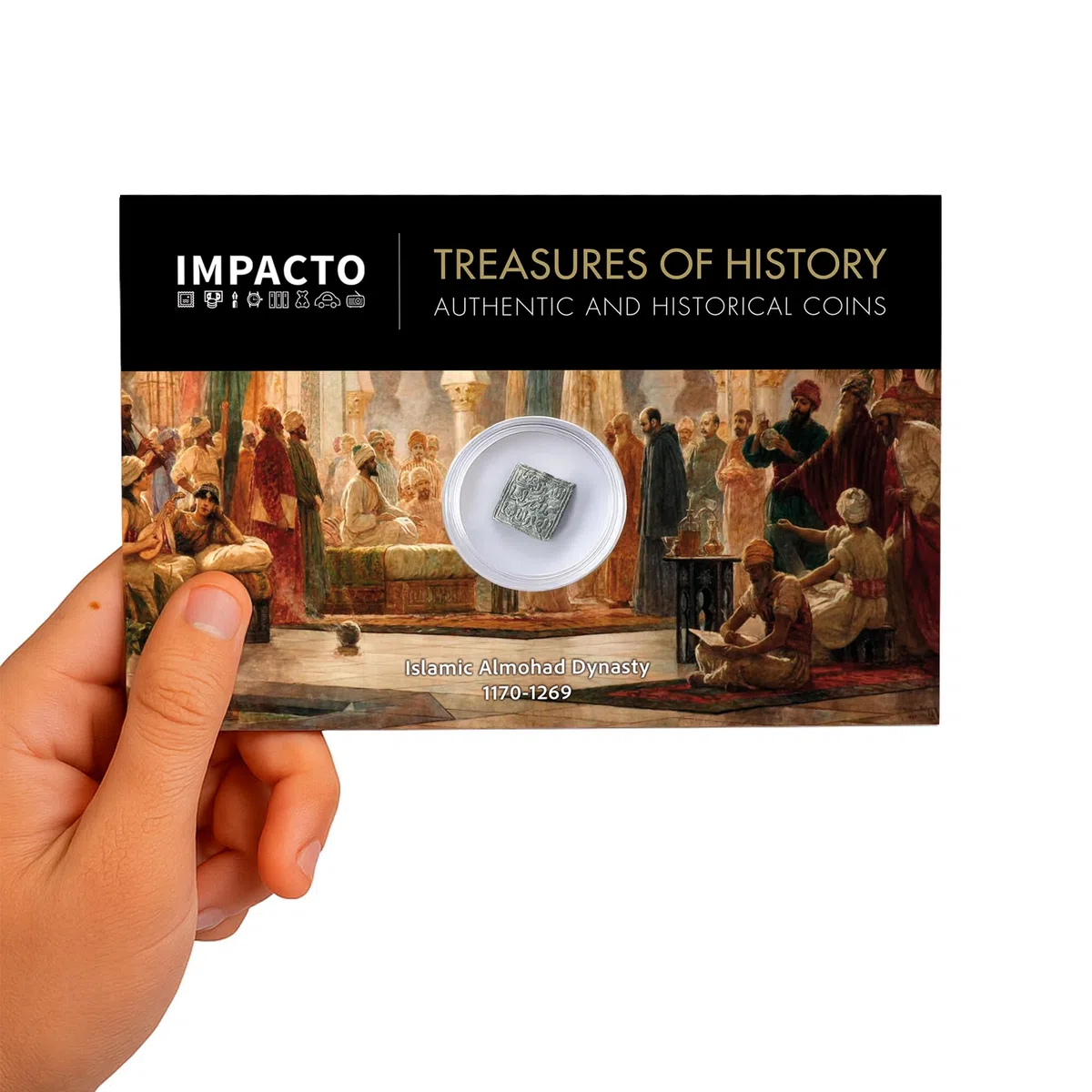 IMPACTO COLECCIONABLES | Autentico Dirham Andaluso Almohade (XII-XIII secolo) – Moneta Storica con Design Epigrafico – Pezzo unico da collezione con Certificato di Autenticità