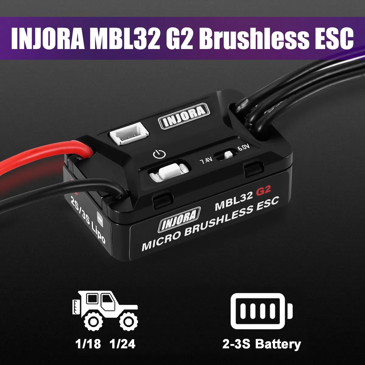 INJORA MBL32 G2 ESC Micro Brushless Impermeabile con Tutorial per RC Crawler 1/24 1/18 TRX4M Ascent18 SCX24