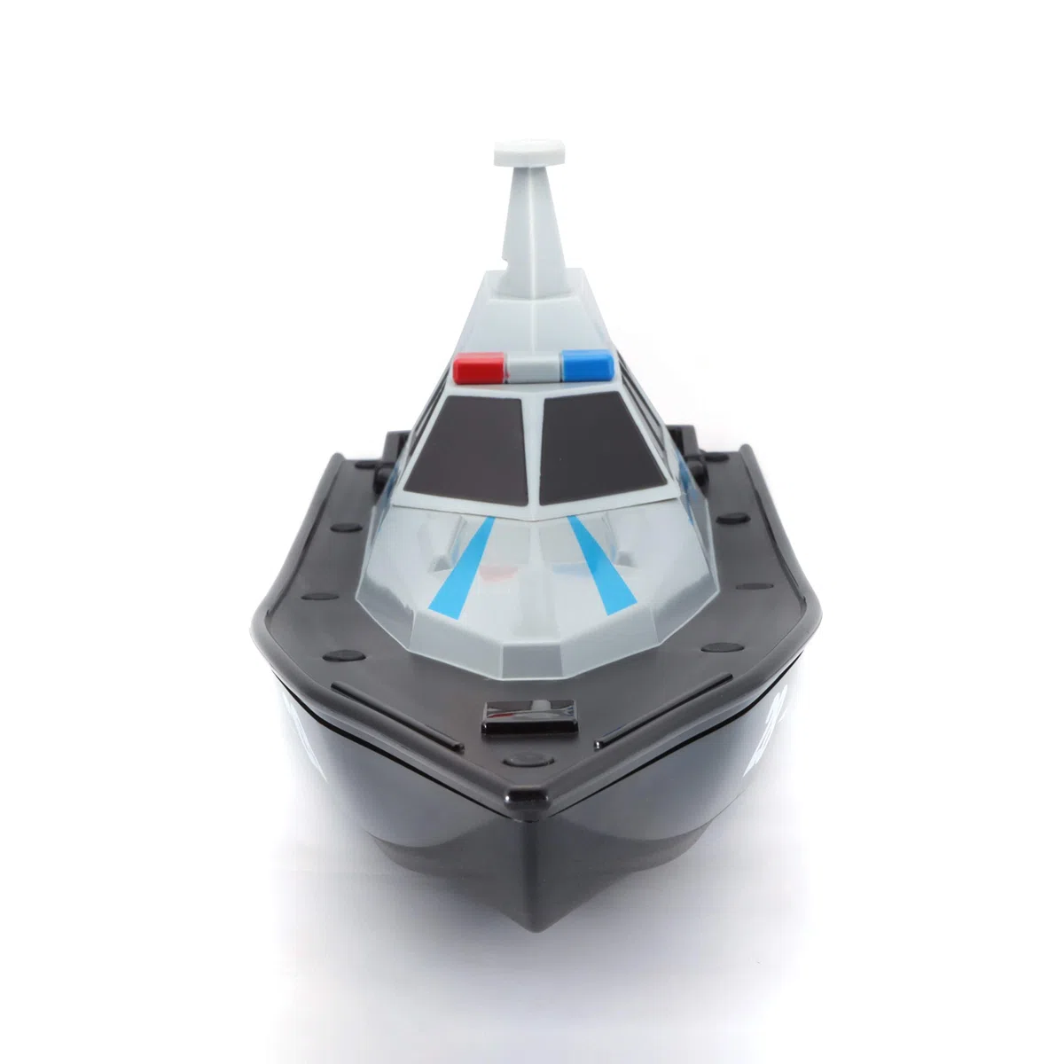 Bauer Spielwaren M82196 Tech R/C - Barca giocattolo radiocomandata dalla polizia, portata di 35 metri, batteria con funzione di ricarica USB, 34 cm, nero -582196