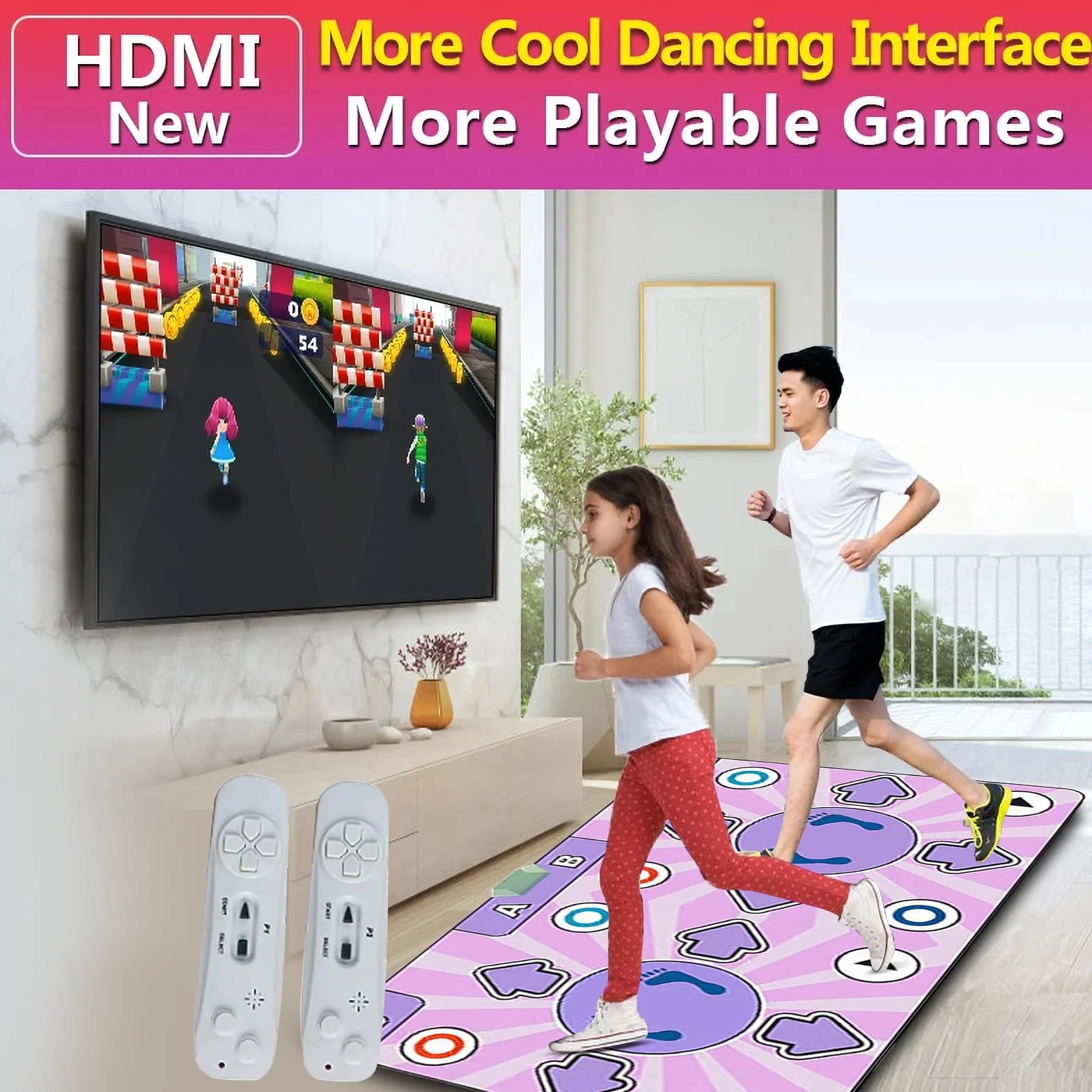 Tappeto da ballo, tappeto da ballo per bambina, tappeto da ballo elettronico con 2 controller di gioco, macchina ricreativa arcade, Arcade1up, Play Hit, tappeto musicale, 100 canzoni e 65 giochi