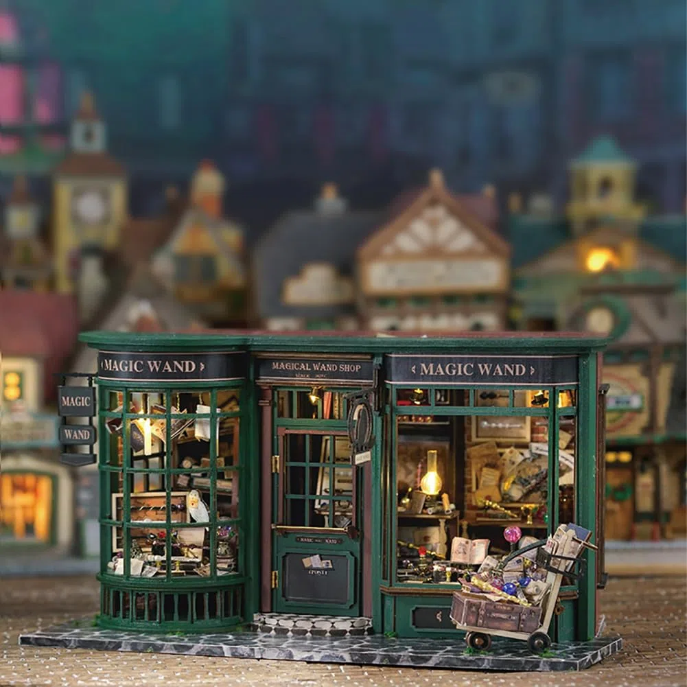 Kit fai da te in miniatura per casa delle bambole con casa delle bambole magiche europee vintage in legno, kit per casa di legno fatto a mano, regalo creativo