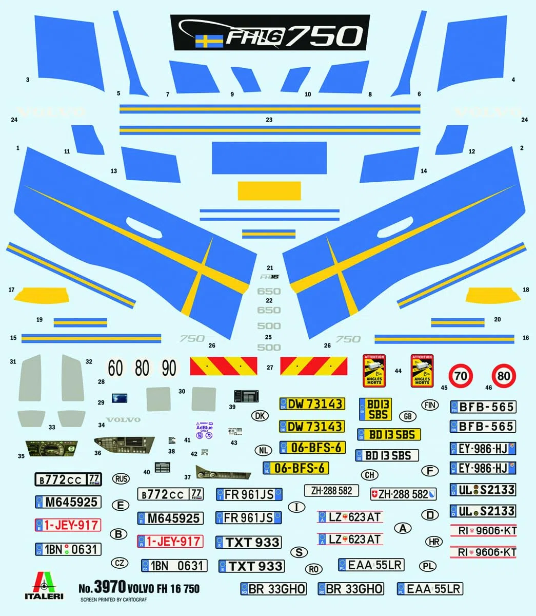 Italeri 3970 Volvo FH16 Medium Roof, scala 1:24, Plastic Model Kit/Modello in plastica da montare