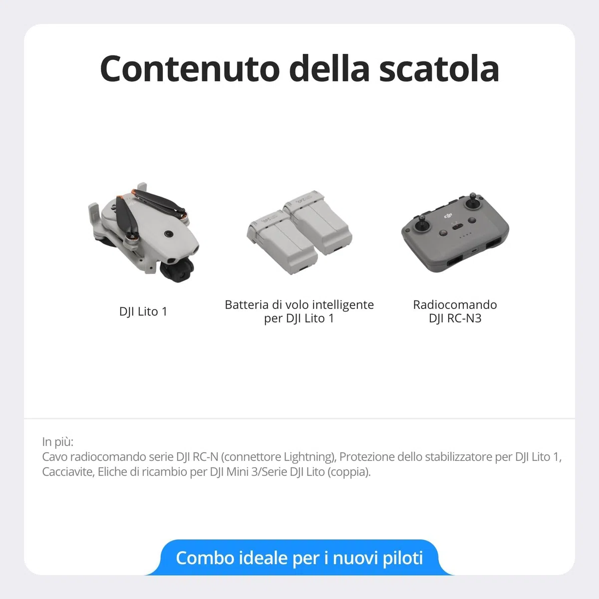 DJI Lito 1 Combo 2 Batterie Bundle, drone con fotocamera 4K, rilevamento degli ostacoli, ActiveTrack, video 4K e immagini 8K, trasmissione video 15 km, C0 (Lito 1 Combo)