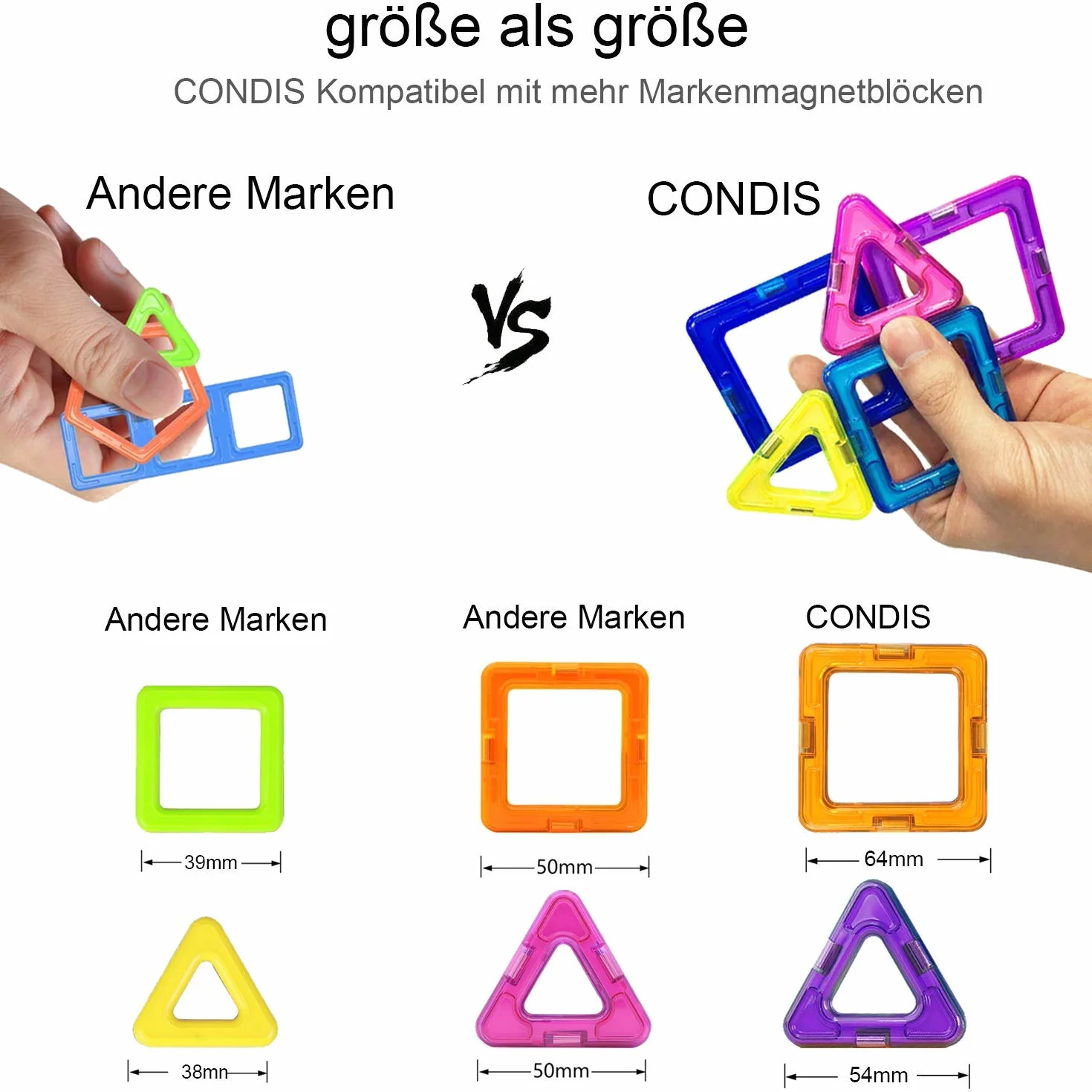 Condis Costruzioni Magnetiche Bambini 120 Pezzi, 3 - 8 anni Giocattoli con Calamite Educativi Regalo Montessori