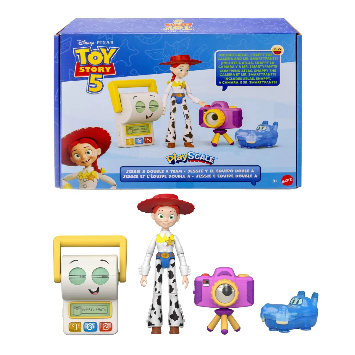 Mattel Disney Pixar Toy Story 5 - Jessie e la Squadra Doppia A, set da 4 action figure snodate ispirate ai personaggi del film, include Jessie, Smarty Pants, Atlas e Snappy, 3+ anni, JLR69