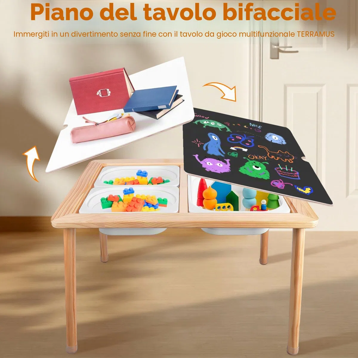Terramus Tavolo sensoriale per bambino, tavolo da gioco d'acqua e attività dai 3 anni in su