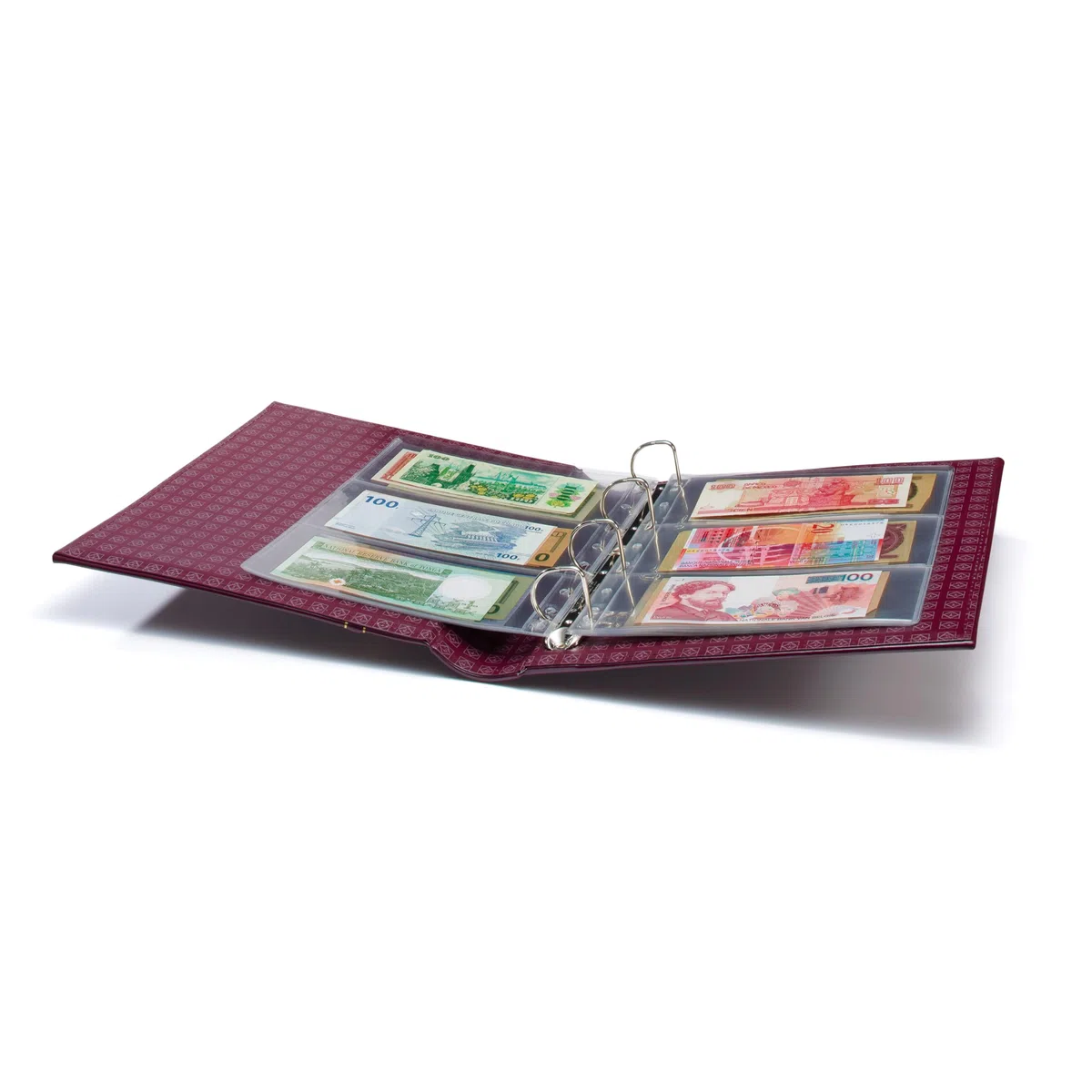 Leuchtturm 300787 Album per Monete Grande - Raccoglitore ad Anelli per l'autoprogettazione in Design Classico - Incluso Astuccio - Rosso