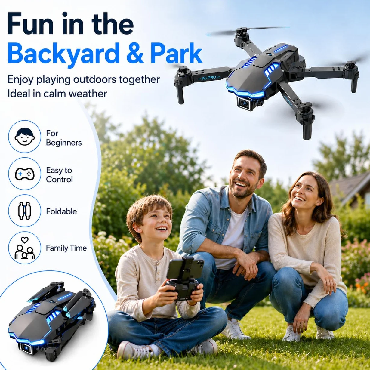 Drone con Telecamera HD 1080P per Bambini Droni con Motore Brushless, Giocattoli Regalo per Ragazzo e Uomo (Grey)