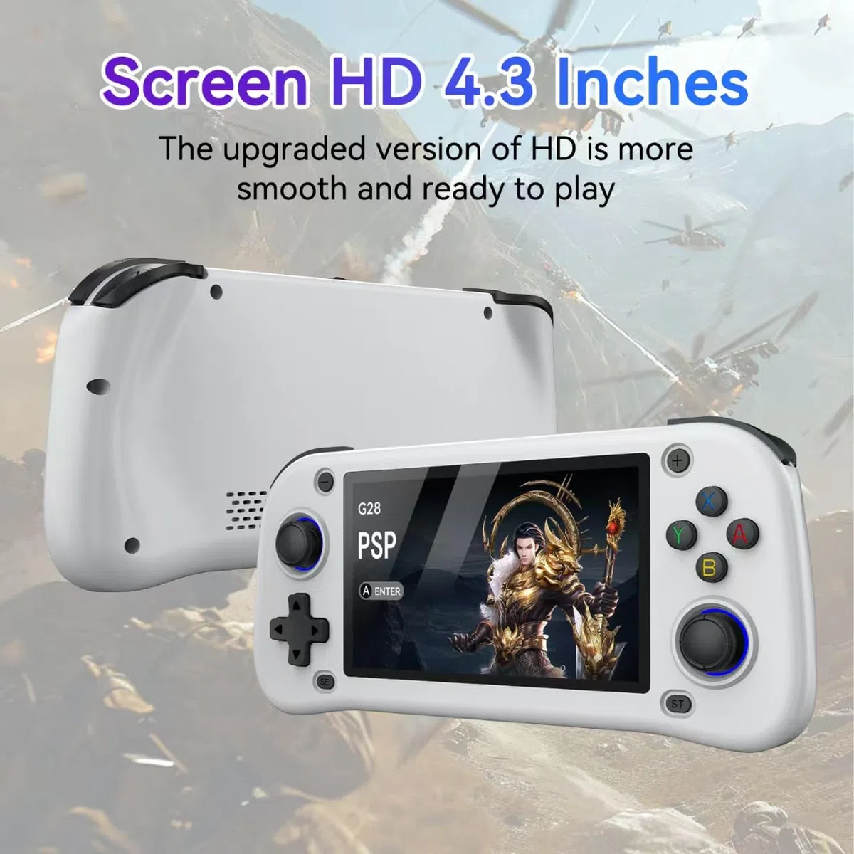 Nuova console da gioco portatile, 128 GB di memoria interna con 20.000 giochi, sistema Linux, console portatile per videogiochi, schermo IPS da 4,3 pollici, oltre 30 emulatori e sistema Linux (bianco