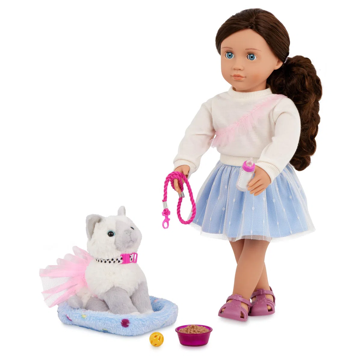 Our Generation - Mindy e Pepper - Set di bambole e gatti da 46 cm - Animale di peluche gattino - Accessori per letti e cure per animali domestici - Giocattolo per bambini dai 3 anni in su
