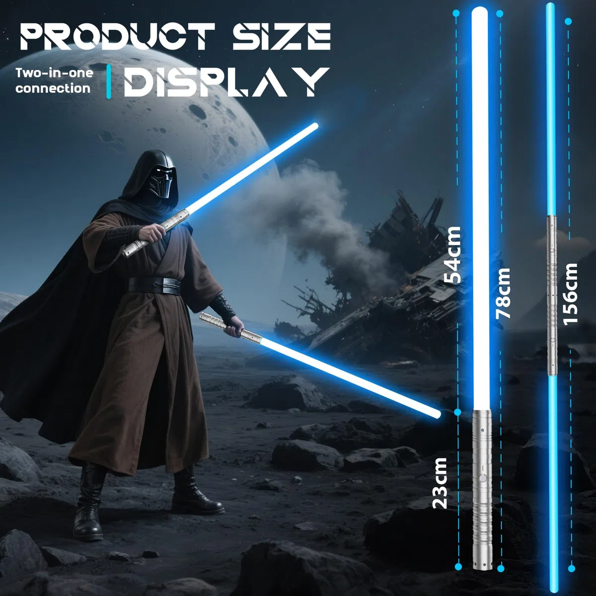 Spada Laser-2 Pezzi per Bambini Lightsaber RGB 15 Colori Ricaricabile USB-C Effetti Sonori FX, 4 modalità di Duello, Spade Laser Collegabili in Metallo-Cosplay,Halloween (2 Pc Argento 78cm)