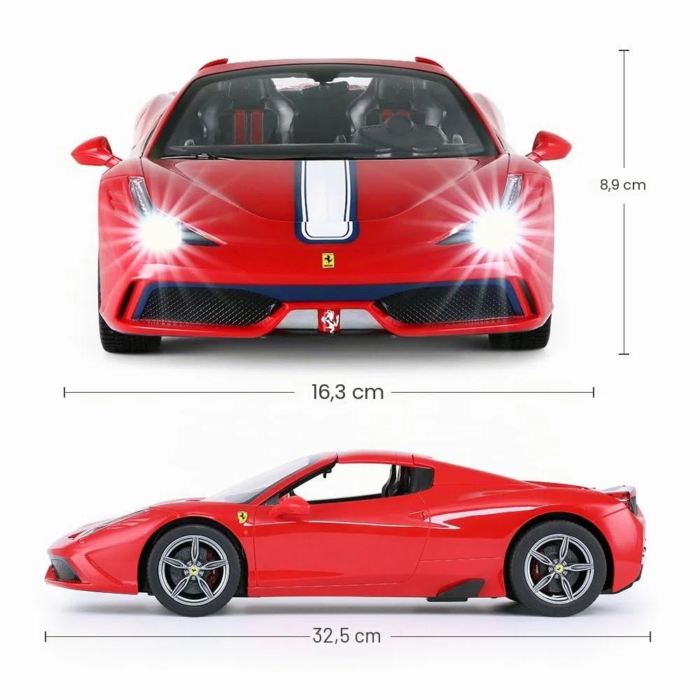 RASTAR, auto telecomandata Ferrari, Ferrari 458 Special in scala 1:14, macchina giocattolo rossa, cabriolet, apertura e chiusura automatica
