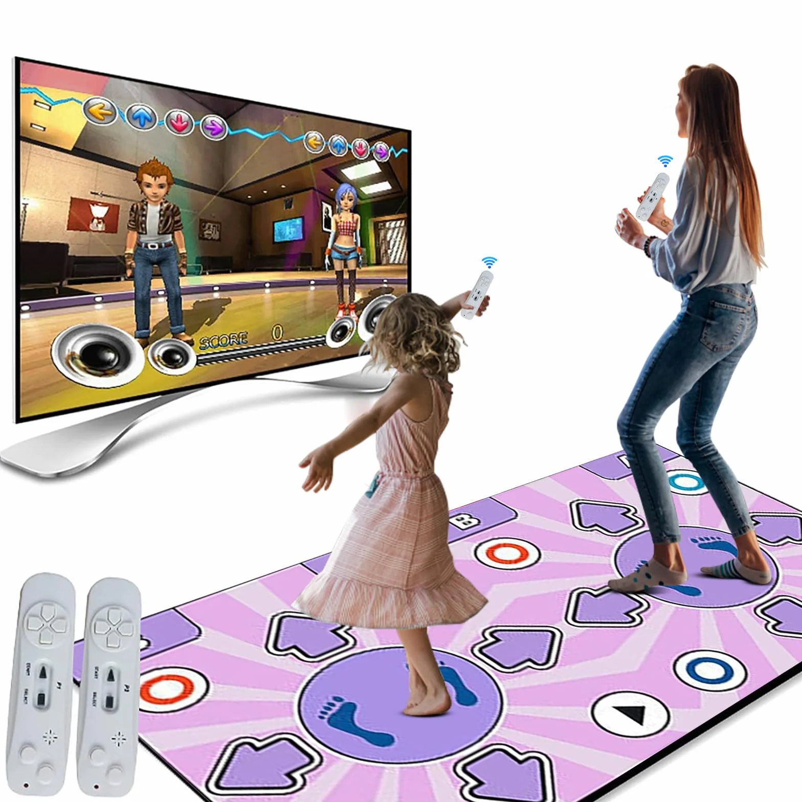 Tappeto da ballo, tappeto da ballo per bambina, tappeto da ballo elettronico con 2 controller di gioco, macchina ricreativa arcade, Arcade1up, Play Hit, tappeto musicale, 100 canzoni e 65 giochi