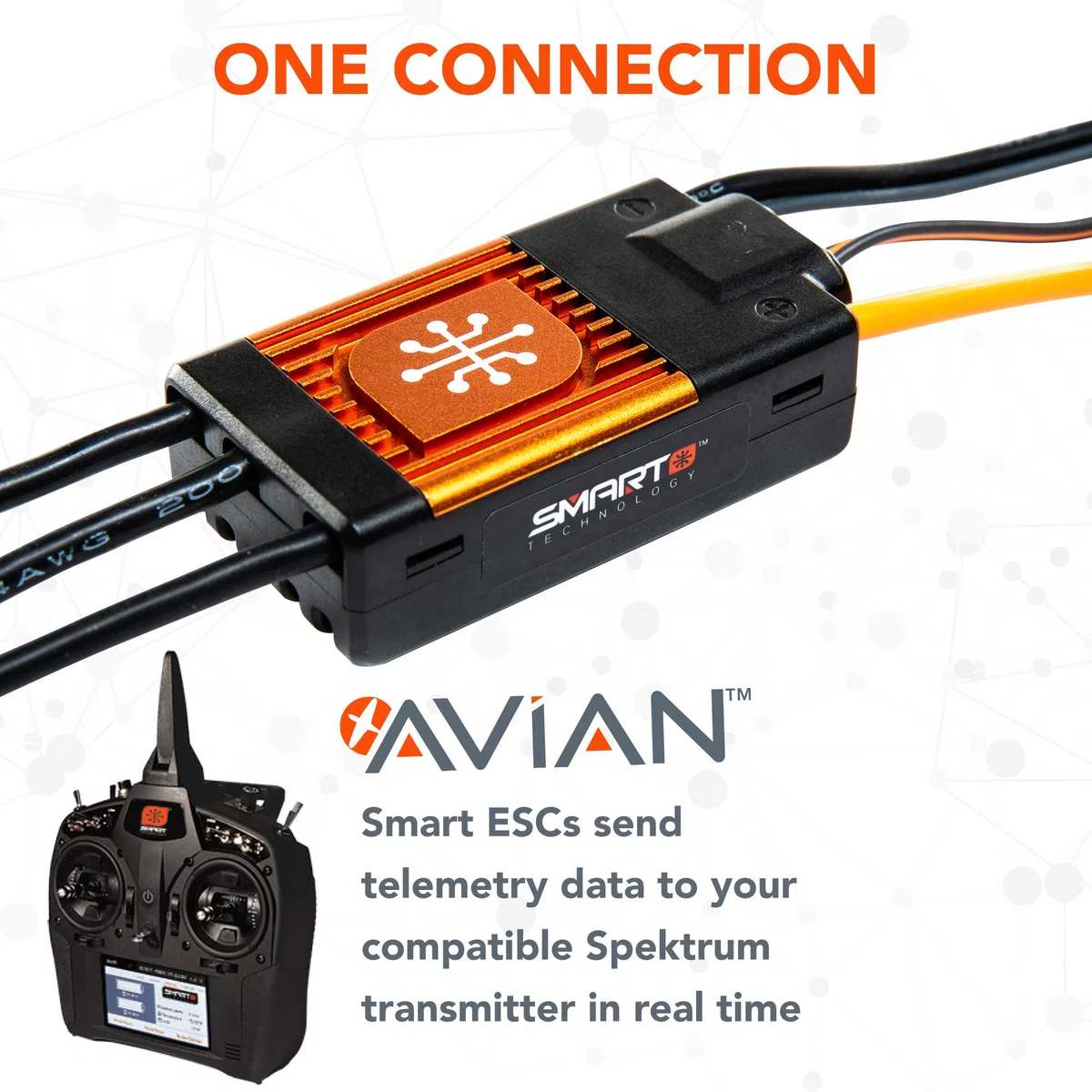 Spektrum Avian 60 Amp Brushless Smart ESC, 3S-6S, SPMXAE1060 Accessori, Multicolore