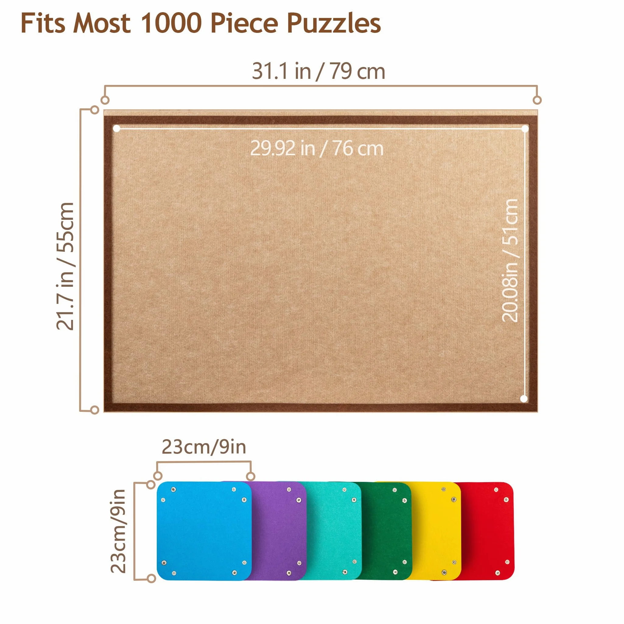 Tavola per puzzle inclinabile con supporto 2 in 1 e coperchio, tavolo portaoggetti leggero in feltro con 3 angoli regolabili, 6 vassoi di ordinamento per puzzle fino a 1000 pezzi