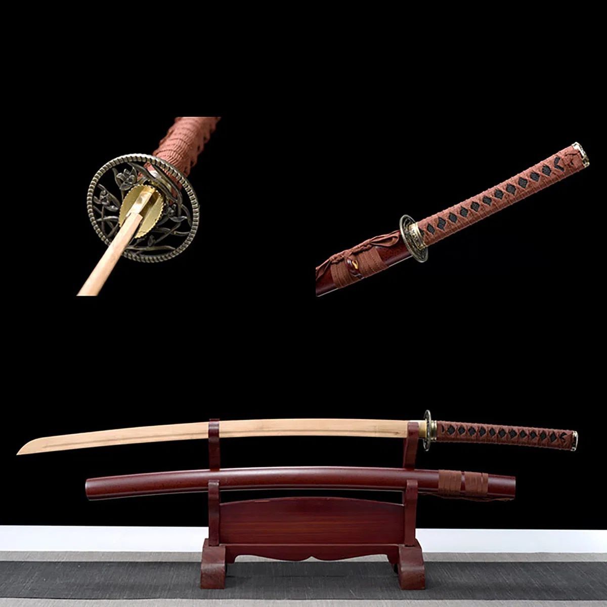 Bokken da 103 cm,Katana in bambù Naturale con Fodero,Spade da Samurai Fatte a Mano per Cosplay,Esposizione,Collezione,Allenamento Kendo,Decorazioni per la casa