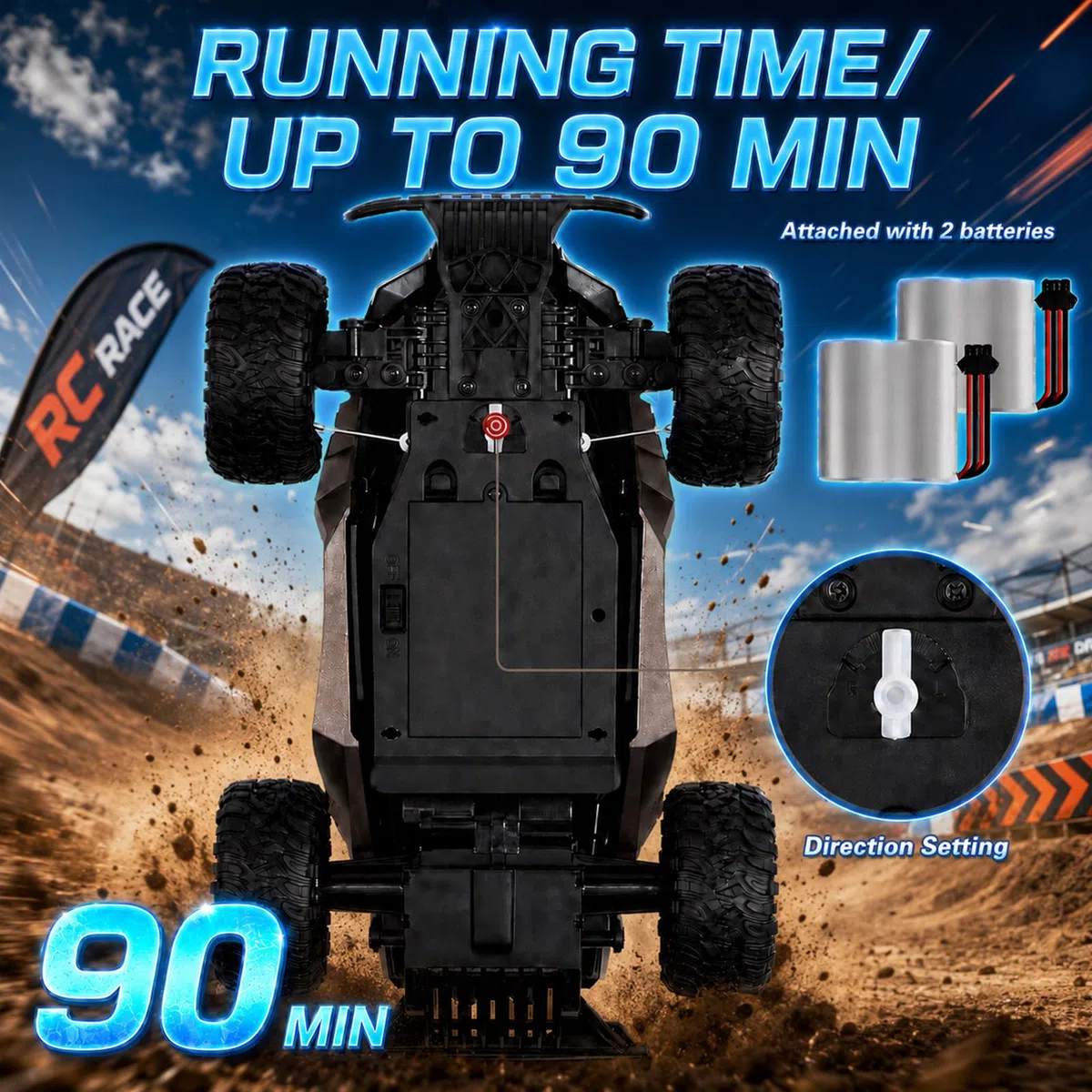 Macchina Telecomandata,1/16 Macchinine Giocattolo per Bambini per 6-12 Anni, 20Km/h Macchina Telecomandata per Bambini,Auto Telecomandata 2 Batterie,2.4Ghz Rc Drift Car,Camion Telecomandato