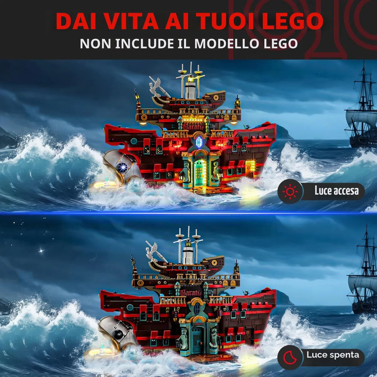 BRIKSMAX Kit di luci 2.0 compatibile con Lego ONE Piece The Baratie Floating Restaurant 75640 Set di costruzione - Kit di illuminazione a LED (solo accessori), tecnologia per nascondere i cavi per
