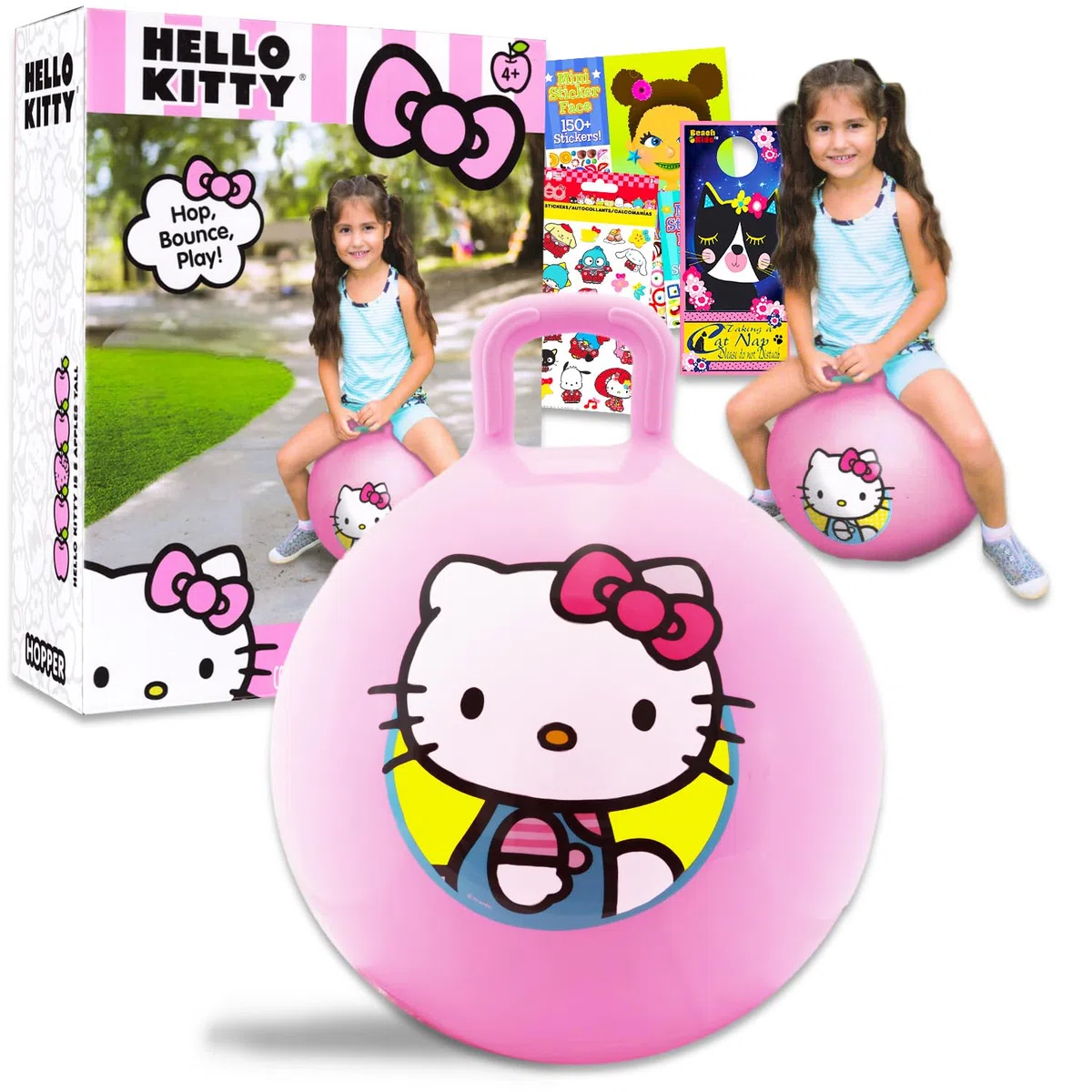 Hello Kitty Hopper Ball Set - Palla da 38,1 cm per attività all'aperto e feste per bambini, con adesivi