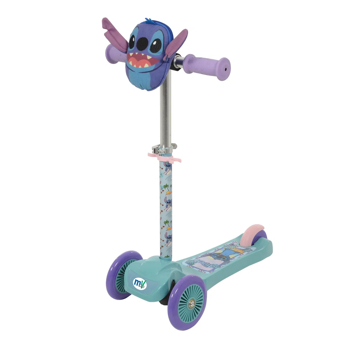 Stitch Mini Go - Monopattino inclinabile a 3 ruote con squishle, regolabile, per bambini e bambine, per bambini dai 3 anni in su, monopattino a 3 ruote