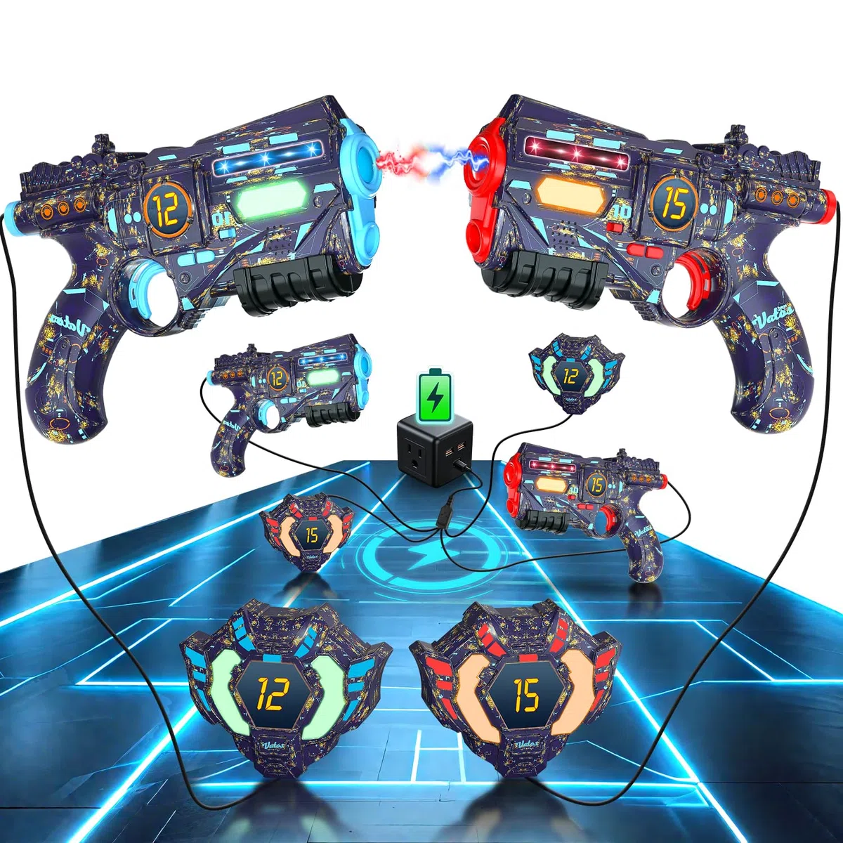 Set ricaricabile VATOS Laser Tag composto da 2 pistole e 2 giubbotti - Pistola Laser Tag con sincronizzazione dati in tempo reale a infrarossi e luce luminosa, gioco Lazer Tag per adulti, set di 2 pis