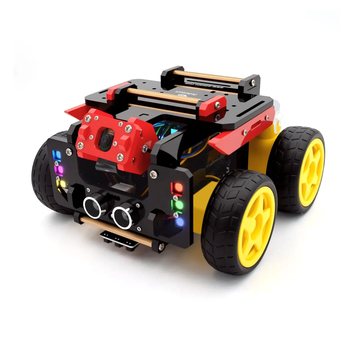 Adeept AWR 4WD Smart Robot Car Kit per Raspberry Pi 5/4B/3B/3B+(scheda non inclusa), Line Tracking, Evitamento ostacoli, servomotore, ricarica USB-C, OpenCV Python DIY Robotics