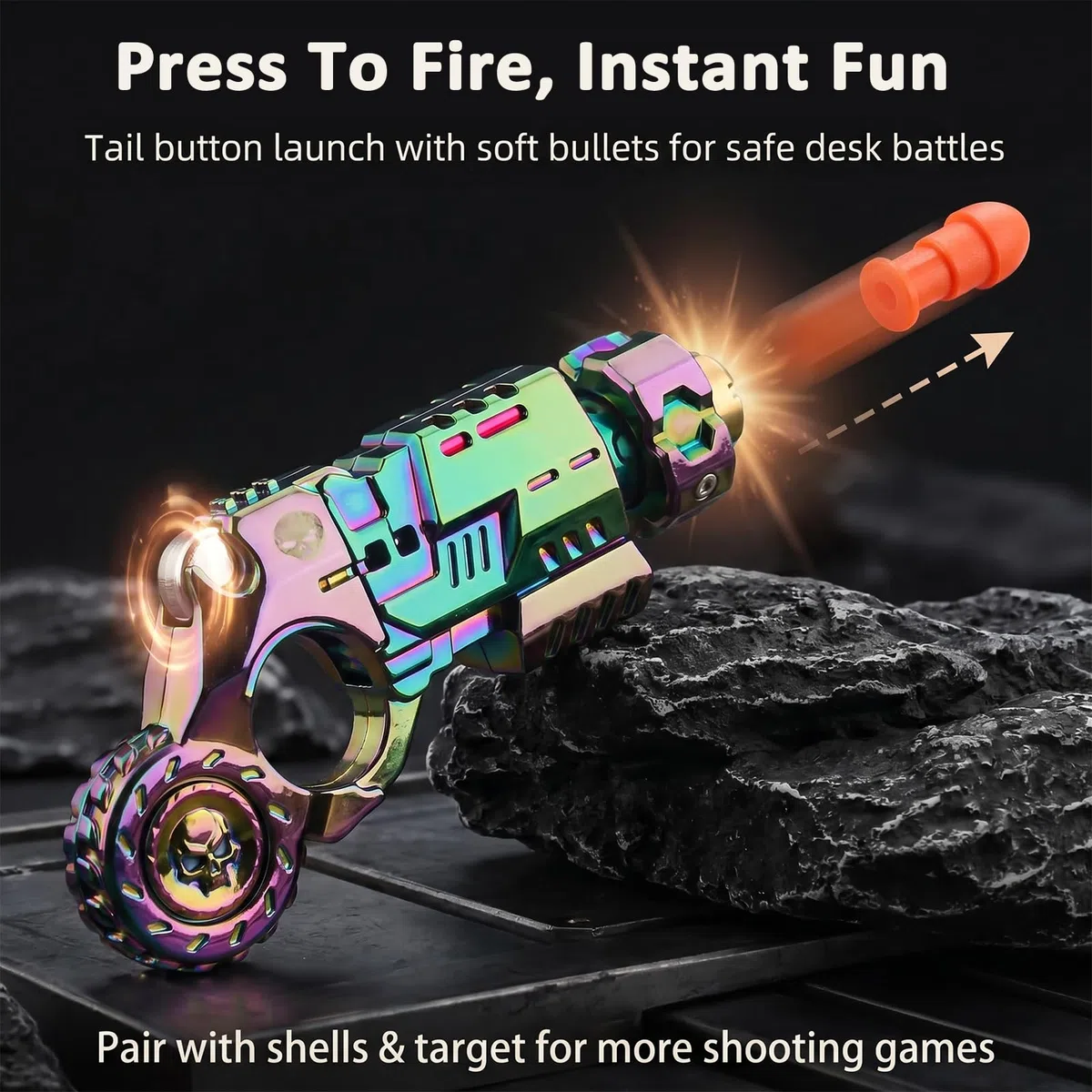 Metallo Pistola Giocattolo EDC,20 Proiettili Morbidi Giocattolo Antistress Molteplici Modalità Di Gioco Soft Bullet Guns Toy Con Mini Disco In Acciaio,Da Collezionare/Regalare