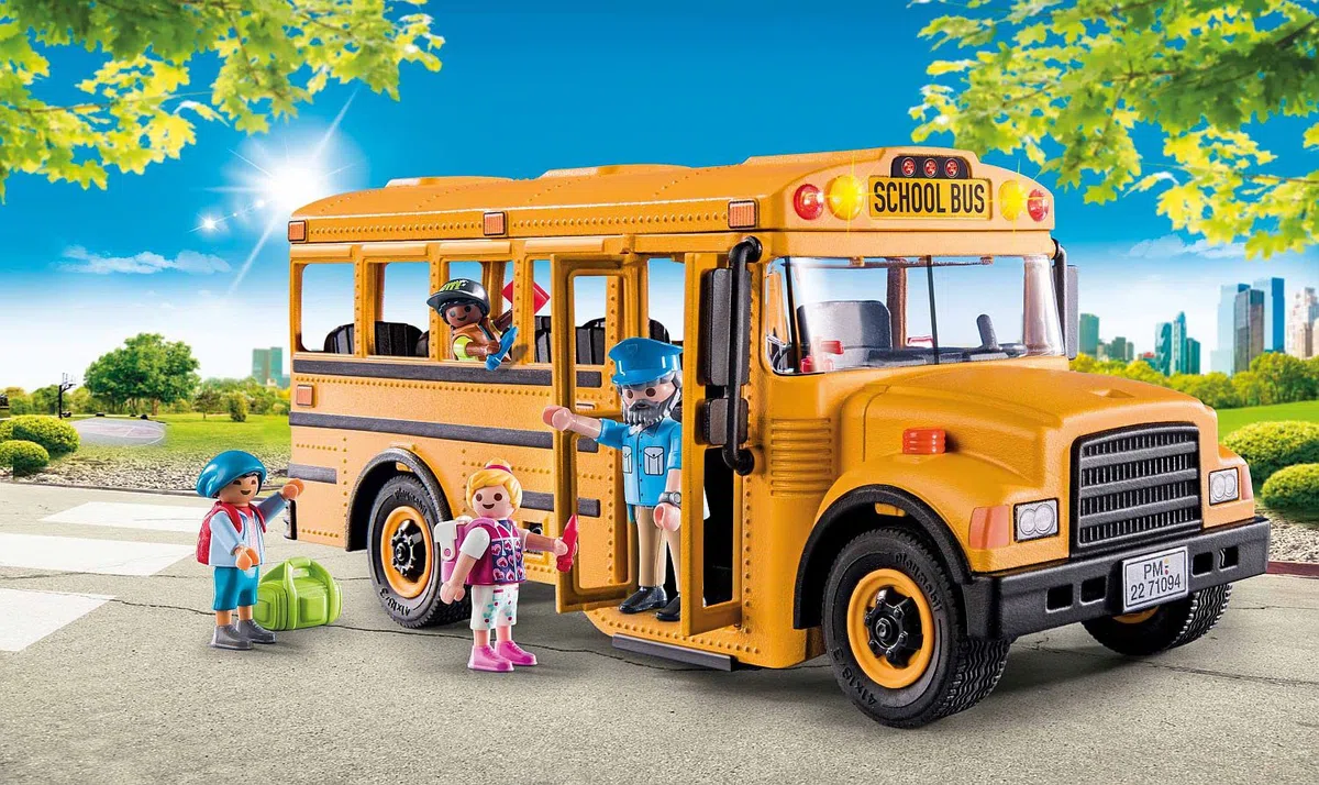 PLAYMOBIL City Life 71094 US School Bus, Autobus Giocattolo con Luce Lampeggiante, Giocattoli per Bambini a Partire dai 4 Anni