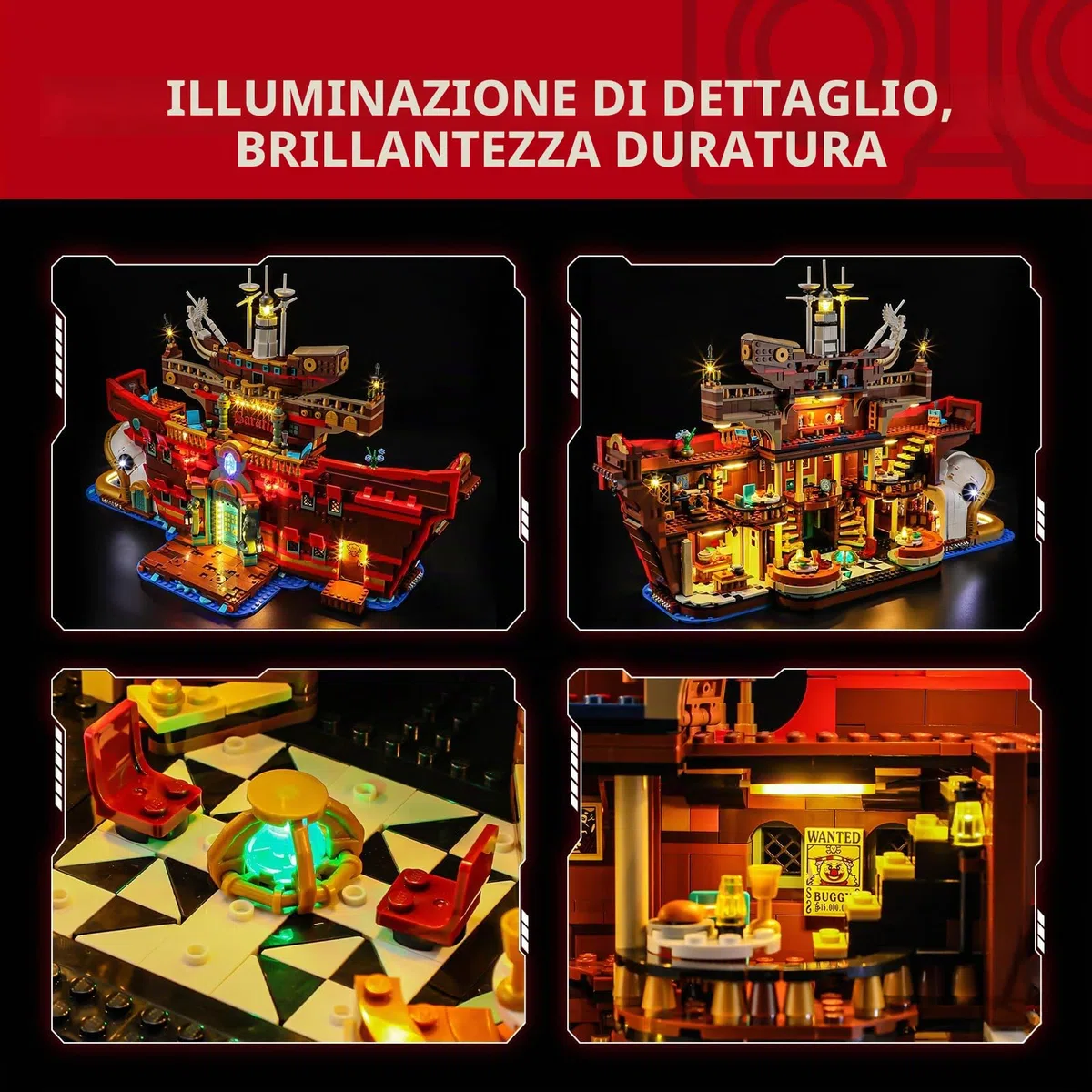 BRIKSMAX Kit di luci 2.0 compatibile con Lego ONE Piece The Baratie Floating Restaurant 75640 Set di costruzione - Kit di illuminazione a LED (solo accessori), tecnologia per nascondere i cavi per