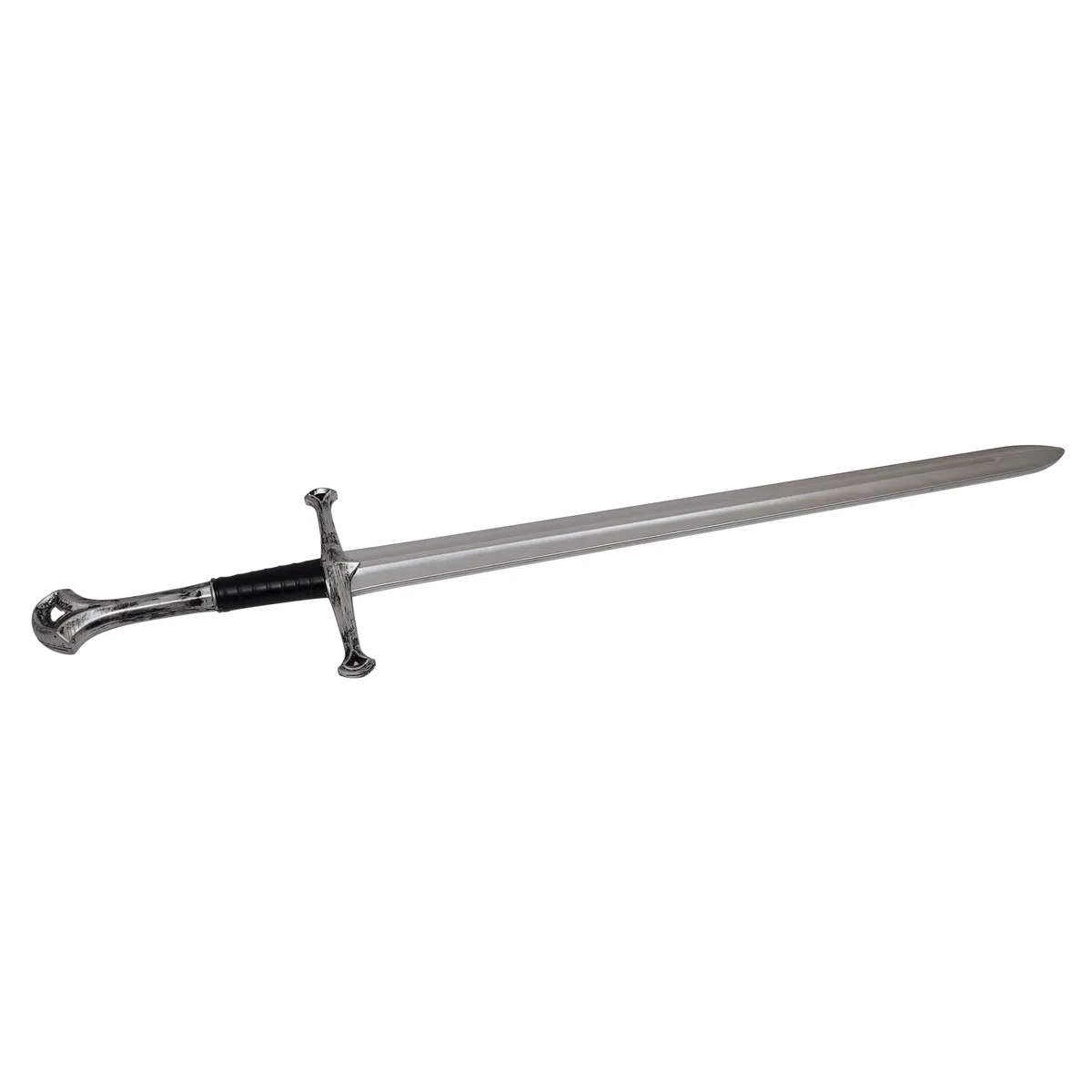 LOOYAR Middle Ages Medieval PU Foam Two Handed Sword Toy Great Sword Weapon Toy for Knight Soldier Warrior Costume Battle Play Halloween Cosplay LARP Silver?