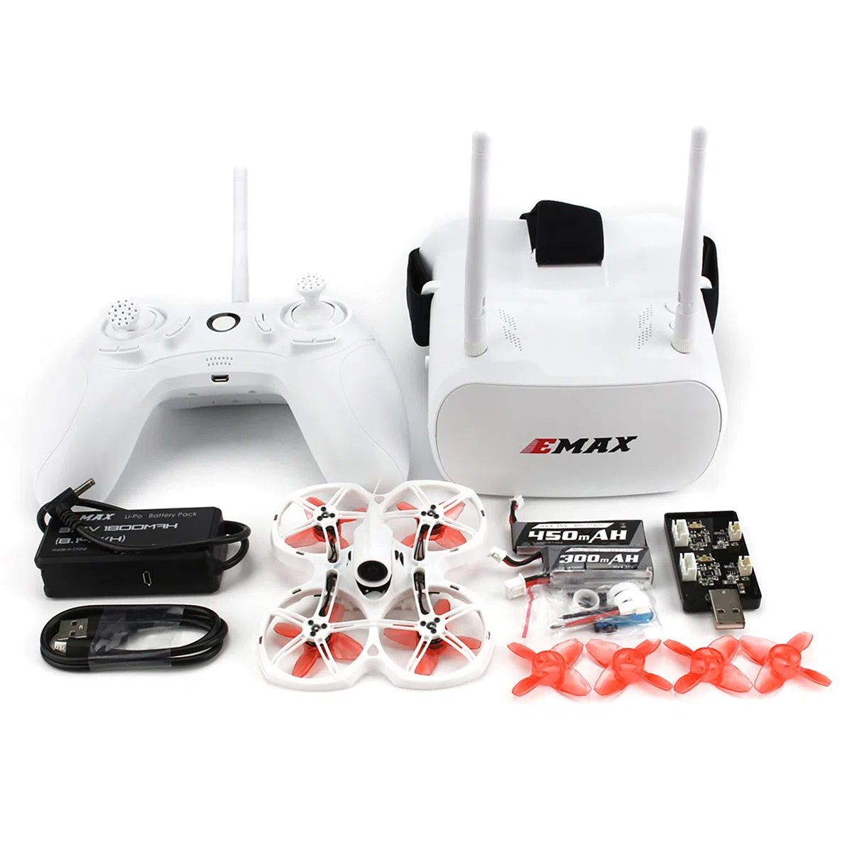 EMAX Tinyhawk II FPV Drone RTF Kit con Visuale in Prima Persona con Fotocamera Runcam Nano 2, 25-100-200 VTX Commutabile, Mini Drone con Occhiali e E6 Trasmettitore per Bambini Principianti