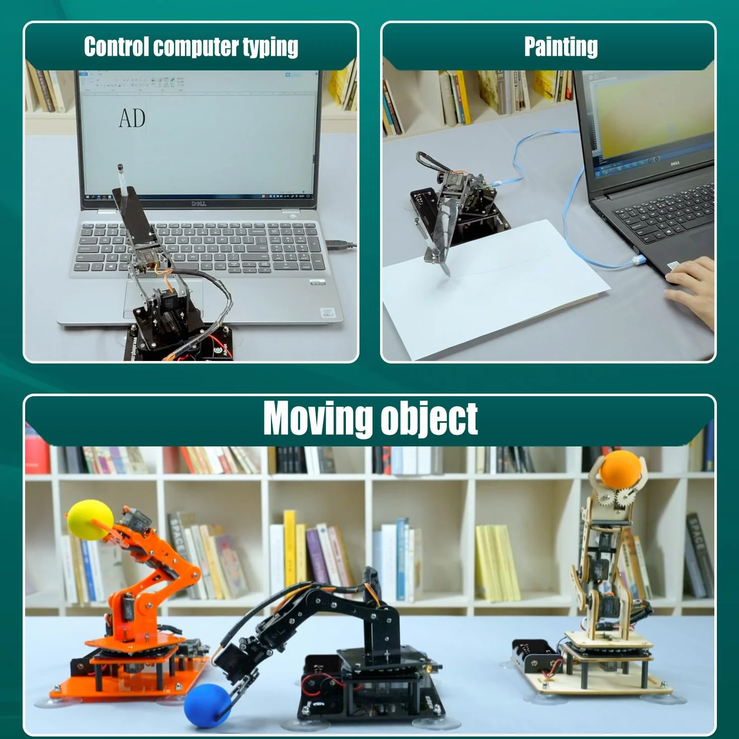Adeept 5 Assi Braccio Robotico Kit a Compatibile con Arduino IDE Kit Robot fai da te Kit Braccio Robot STEAM con codice di Elaborazione Display OLED ed Esercitazione PDF Tramite link di Download